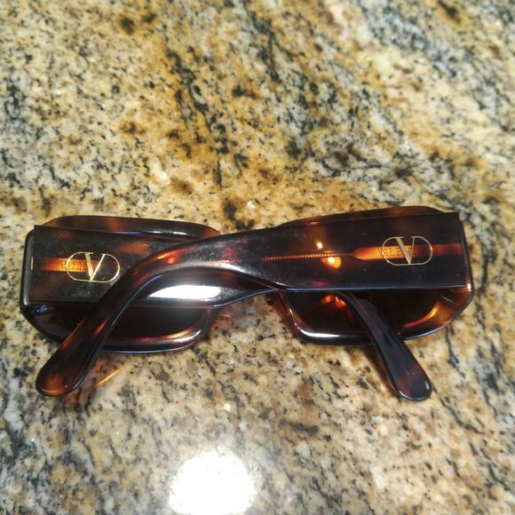 VALENTINO Tortoise Brown Gold Sunglasses Square Made in Italy - Picture 5 of 10